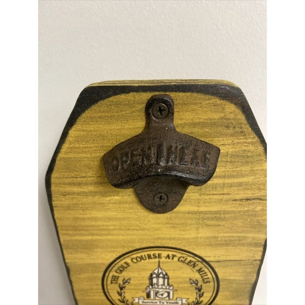 Vintage Signs By Sea‎ Wood Wall Mount Bottle Opener Cap Catcher Man Cave Bar